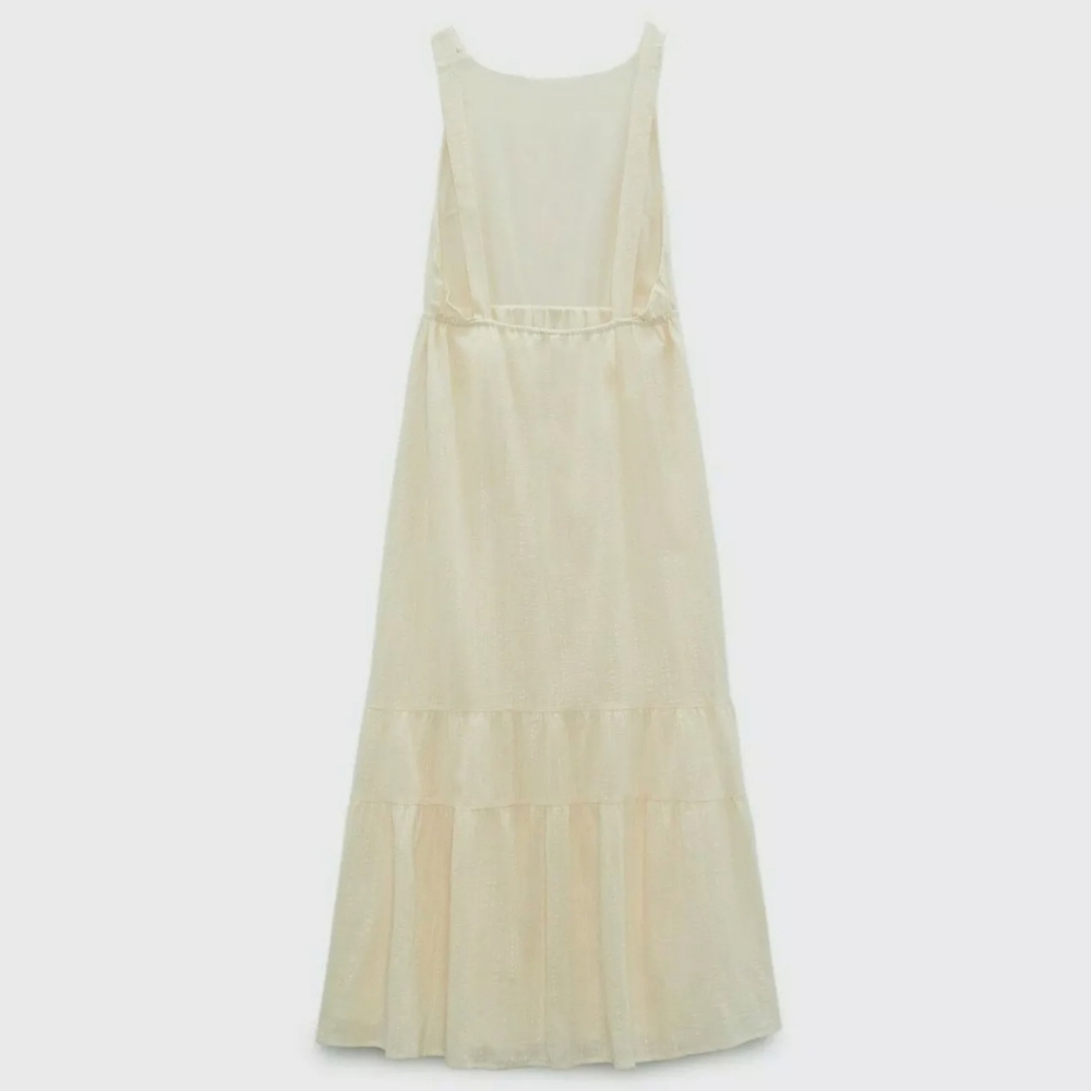 Zara * Cream Maxi Dress Rustic Boho Size S - Picture 10 of 12
